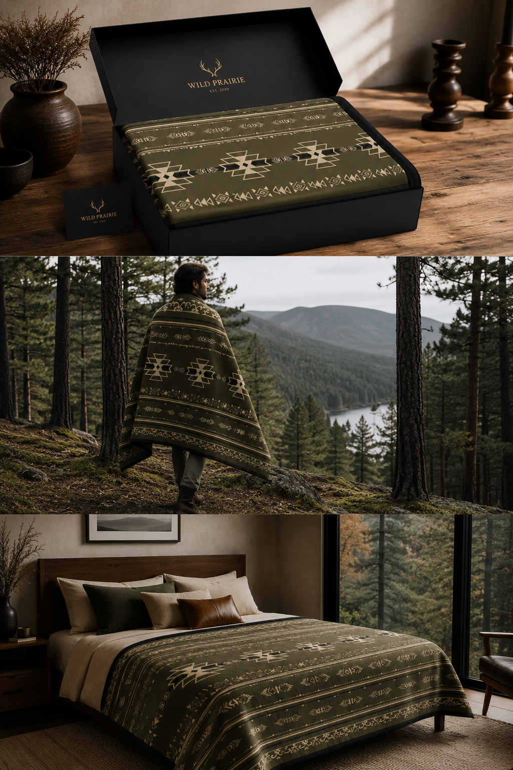 Canopy Drift Dual-sided Blanket – Wool Blend Throw with Faux Fox Fur