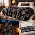 Midnight Summit Merino Wool Blanket –  Southwest Premium Heavyweight Throw with Suede Trim