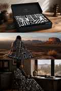 Vigil Monument Merino Wool Blanket –  Zen Geometric Pattern | Premium Heavyweight Throw with Suede Trim