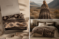 Strata Echo Southwestern Woven Throw Blanket | A Southwestern-inspired woven throw shaped by the timeless layers of desert landscapes.
