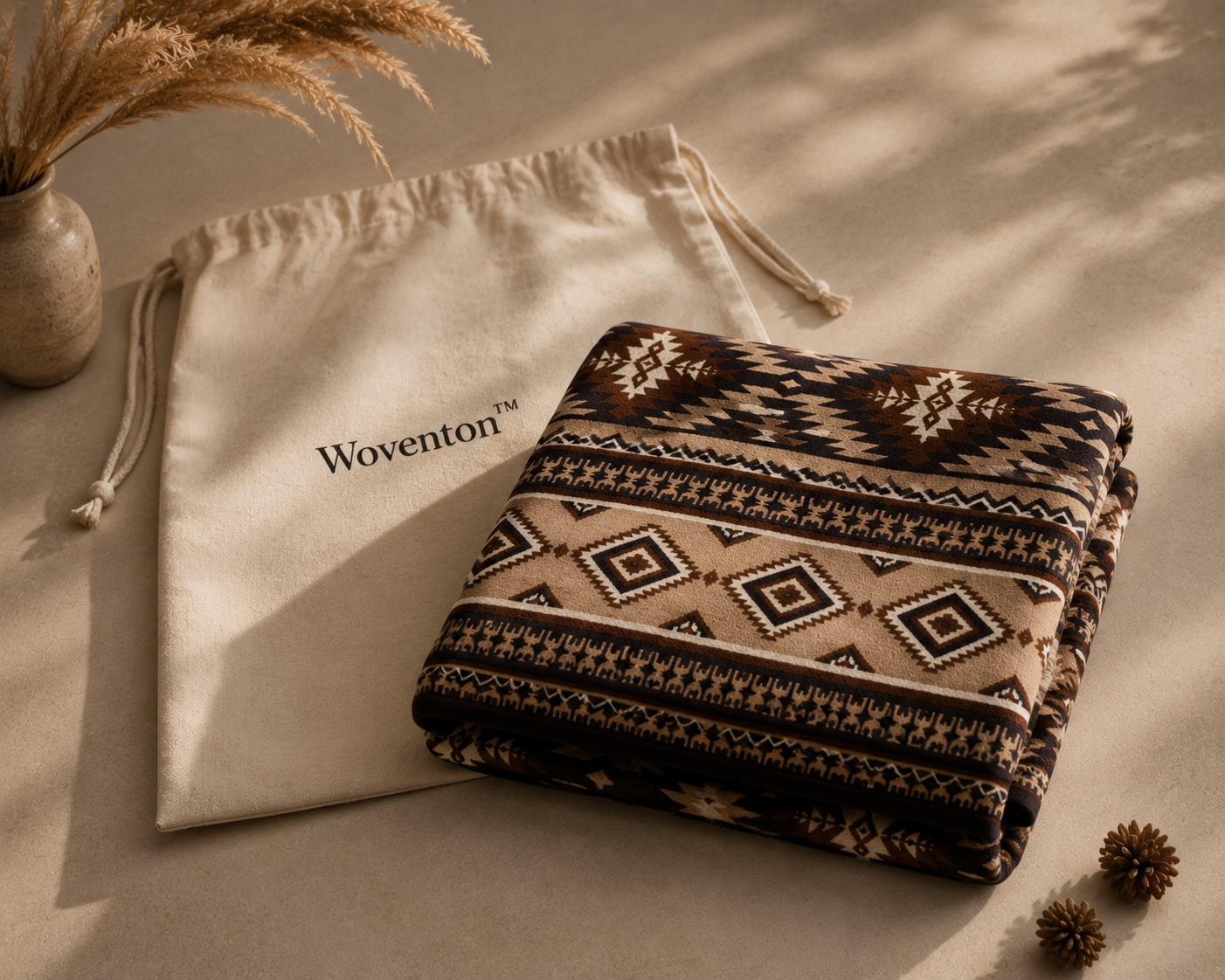 Strata Echo Southwestern Woven Throw Blanket | A Southwestern-inspired woven throw shaped by the timeless layers of desert landscapes.
