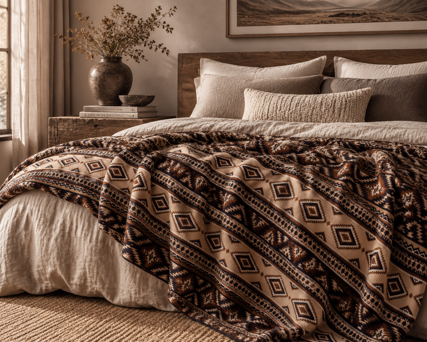 Strata Echo Southwestern Woven Throw Blanket | A Southwestern-inspired woven throw shaped by the timeless layers of desert landscapes.